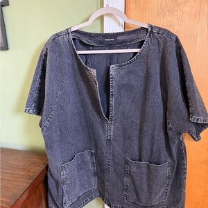 Rachel Comey Washed Black Denim Pullover Top